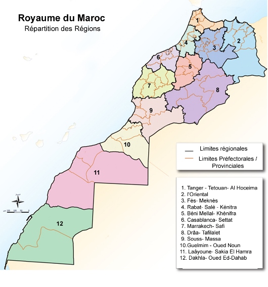 Découpage régional Maroc